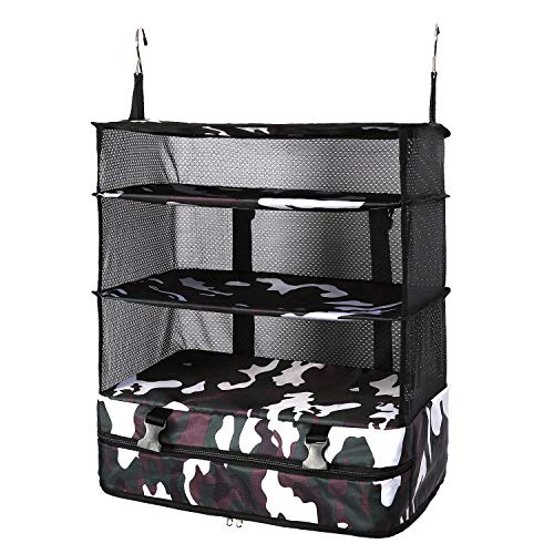 TABITORA Portable Hanging Travel Shelves Bag Packing Cube Organizer Suitcase Storage Large Capacity - color: Camouflage, size: Large