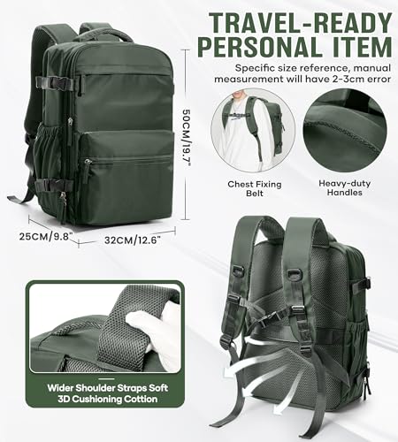 BOXSAM Large Vacuum Travel Backpack with Pump for Women, Personal Item Carry on Backpacks Flight Approved 18x14x8 inches for Men,Laptop Waterproof Work Compression bags Casual Daypack,BrownGreen - color: Browngreen