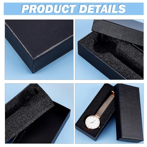 PH PandaHall 6pcs 1-Slot Watch Box, Black Cardboard Watch Storage Box 2.5 x 5.7 Inch Watch Display Holder Watch Travel Case with Sponge for Wristwatches Bracelet Jewelry Packing Organizer