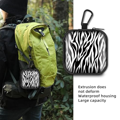 Square Data Cable Earbud Charger Coin Storage Bag Shockproof and Drop-Proof EVA Material Compatible with AirPod(Zebra) - color: Zebra