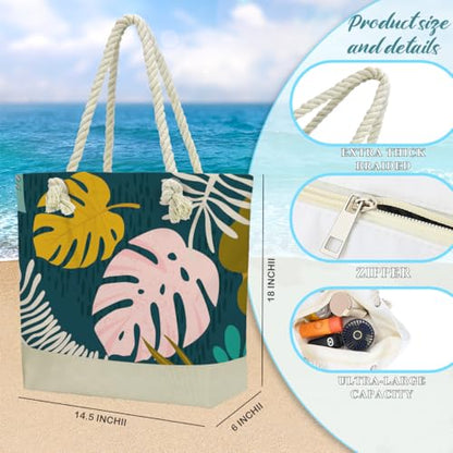 Fokongna Tote Bag For Women, Beach Bag Best Friend Travel Birthday Gifts, Travel Parties Vacation Shopping Essentials - color: Monstera Leaf Tropical