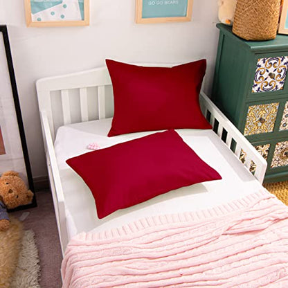 NTBAY Egyptian Cotton Toddler Pillowcases - Set of 2 - Travel Pillow Cases - 500 Thread Count Cotton 13x18 Pillow Covers - Envelope Closure Nursery Pillowcases, 13x18 Inches, Red - color: Red