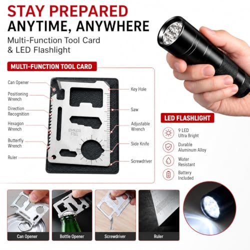 First Aid Kit 301 Piece - Fully Stocked Survival Emergency Kit for Home, Car, Camping, Workplace, Outdoor Travel & Family Preparedness
