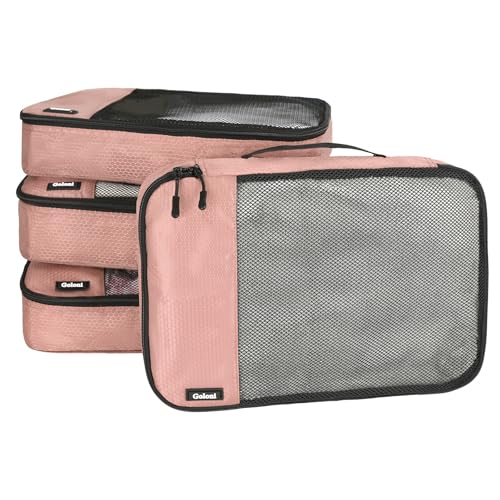 Packing Cubes for Travel Essentials,4 Set Packing Cubes for Suitcases,Lightweight Mesh Luggage Organizer Bag,Meat pink - color: Meat pink