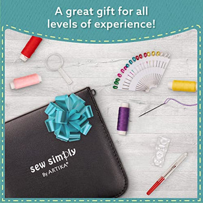 ARTIKA Sewing Kit for Adults and Kids (94 PCS) - Small Beginner Set w/Multicolor Thread, Needles, Scissors, Thimble & Clips - Emergency Repair and Travel Kits - Sewing Accessories and Supplies - style: Sewing kit 94 PCS