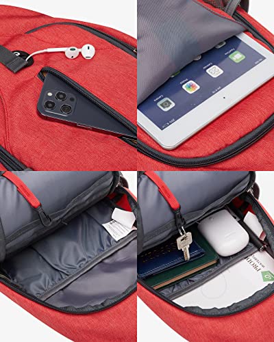 WATERFLY Crossbody Sling Backpack Sling Bag Travel Hiking Chest Bag Daypack - color: Red