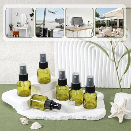 Segbeauty 6pcs 0.5oz Empty Small Travel Spray Bottle for Hair, Refillable Mini Glass Spray Bottles for Perfume, 15ml Green Fine Mist Atomizer Cologne Travel Bottle Sprayer, Liquid Containers Bottles - size: 0.5 fl oz