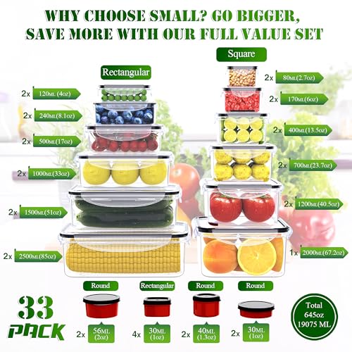 RockBerry 66 Pcs Food Storage Containers with Lids Airtight - color: 66Pcs
