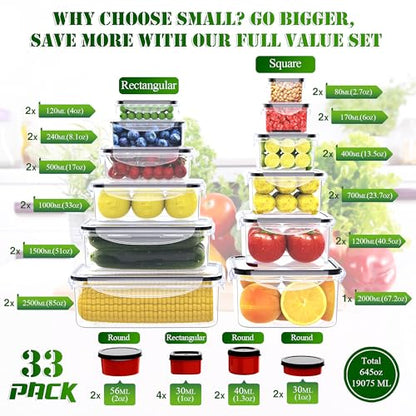 RockBerry 66 Pcs Food Storage Containers with Lids Airtight - color: 66Pcs