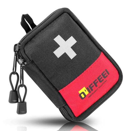 O'IFFEEI Small Mini First Aid Kit Bag Empty, Handy Portable for Camping Hiking Backpacking Car Home Office. Mini Medical Bag for Emergency and Survival. - color: Black, size: Small