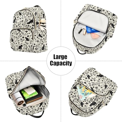 Women Fashion Backpack Purse Casual Lightweight Travel Shoulder Bag Flowers Cat Rucksack Ladies Bag, Small - color: Color 01, size: Small