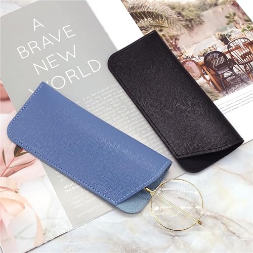 YYaaloa Soft Leather Glasses Sunglasses Cases 7x3 Inch PU Leather Travel Glasses Pouch for Women Men Kids - color: 4 Different Dark Color