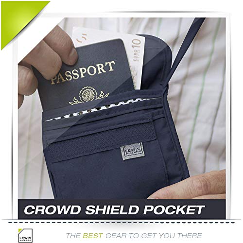 Lewis N. Clark RFID Blocking Stash Neck Wallet, Travel Pouch + Passport Holder for Women & Men, Navy - color: Navy