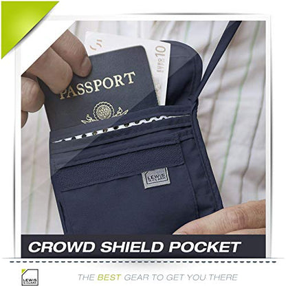Lewis N. Clark RFID Blocking Stash Neck Wallet, Travel Pouch + Passport Holder for Women & Men, Navy - color: Navy