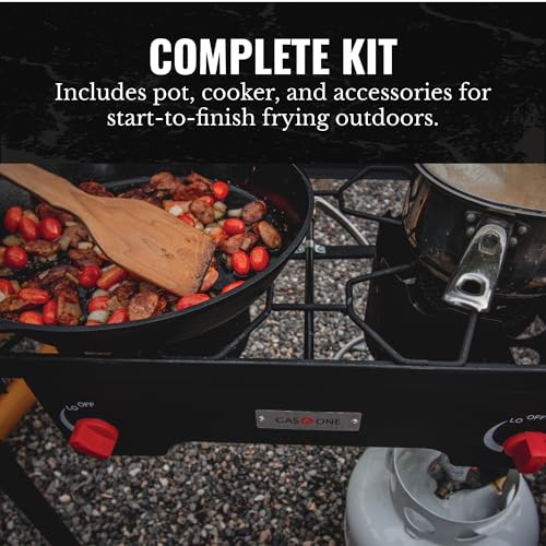 Gas One Propane Double Burner Two Burner Camp Stove Outdoor High Pressure Propane 2 Burner Adjustable PSI Regulator and 4ft Hose With Removable Legs - size: 2 Burner without Windguard