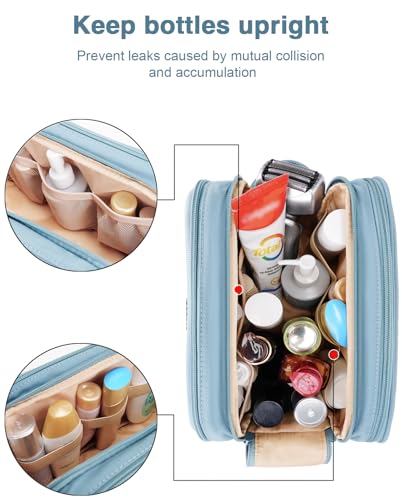 Toiletry Bag for Men & Women, Cruise Ship Travel Essentials, Shaving Dopp Kit with Dry and Wet Separation, Water-resistant Bathroom Cosmetic Organizer Bag, Makeup Accessories with Trolley Belt, Blue - color: Blue