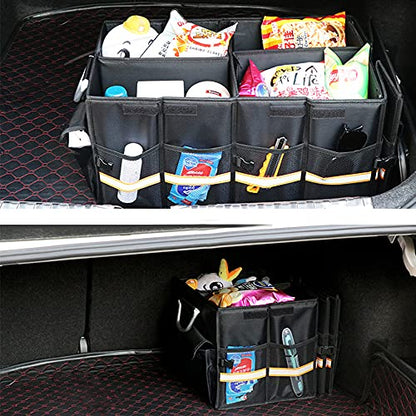 Tianle Car Trunk Organizer - Collapsible Trunk Organizer & Lid Foldable Cover Aluminium Alloy Handle Reflective Strip for Auto, SUV, Truck, Minivan (XL Black) - color: XL Black