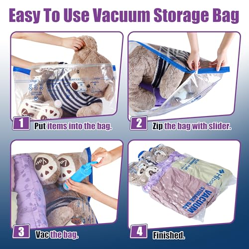 XXL Jumbo 47''X35'' Vacuum Storage Space Bags Extra Large for Blanket Bedding Comforters with Hand Pump (4 Pack) - size: 4-XXL