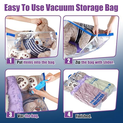 XXL Jumbo 47''X35'' Vacuum Storage Space Bags Extra Large for Blanket Bedding Comforters with Hand Pump (8 Pack) - size: 8-XXL