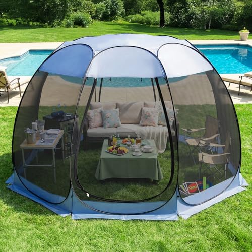 Alvantor Pop Up Screen House Tent, Instant Outdoor Gazebo with Mosquito Netting & UPF 50+ Sun Protection, Portable Canopy Shelter for Patio, Backyard, Camping (2-10 Person) - color: Charcoal Gray, size: 15'x15'