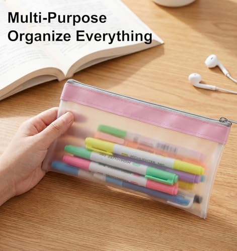 4 Pcs Small Clear Makeup Bag, Mini Clear Zipper Pouch Bag Organizer Pouches for Travel, Lipstick & Earphone Storage (Purple, Gray, Pink, Beige, 8.86 x 4.13 Inches) - size: 8.86 in * 4.13 in