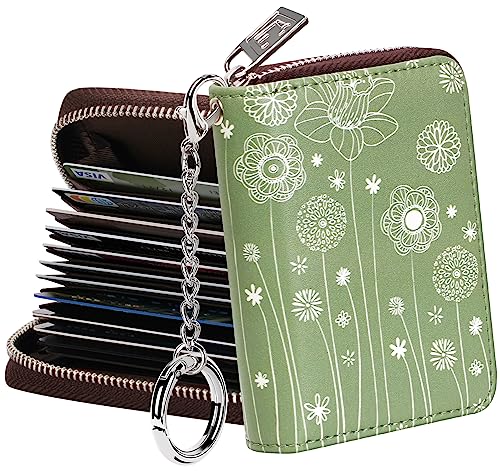 FurArt Zipper Wallet Women, RFID Blocking Credit Card Wallet, Business Card Holder, Compact Size KeyChain Wallet - color: Dandelion