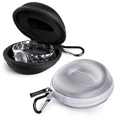 Travel Case for Men and Women - Portable Single Watch Storage Box and Organizer for Wristwatches and Smart Watches - Good Helper for Your Travel - Black/Silver