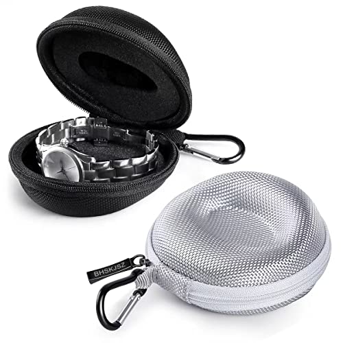 Travel Case for Men and Women - Portable Single Watch Storage Box and Organizer for Wristwatches and Smart Watches - Good Helper for Your Travel - Black/Silver