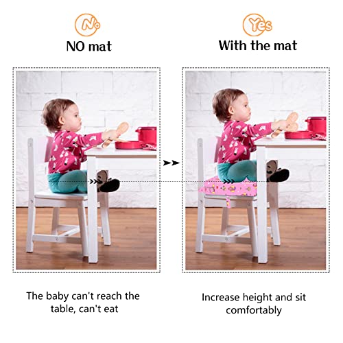 Toddler Booster Seat for Dining Table, Portable Kids Booster with Adjustable Safety Buckles, Non-Slip Bottom, Travel Cushion - color: Pink