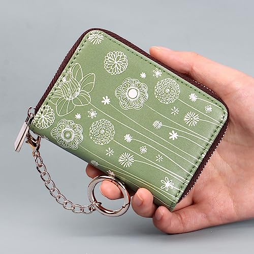 FurArt Zipper Wallet Women, RFID Blocking Credit Card Wallet, Business Card Holder, Compact Size KeyChain Wallet - color: Dandelion