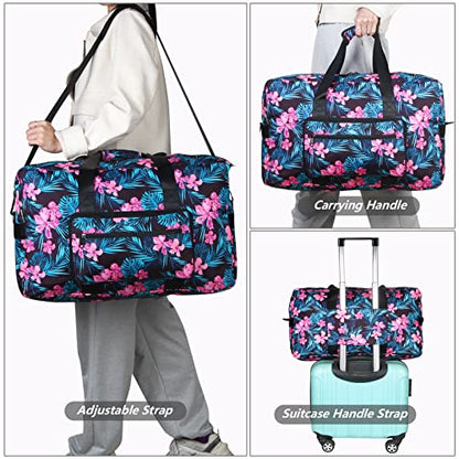 F.FETIVIN Weekender Bag Carry On Travel Duffle Medium Overnight Bag for Women(Flower2) - color: 11-Flower2