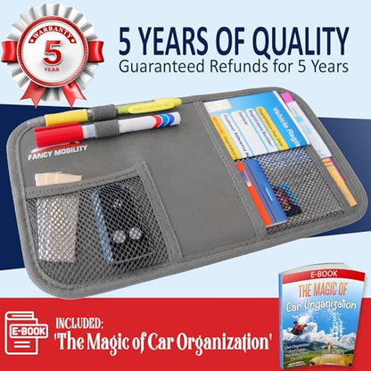 Car Sun Visor Organizer - Auto Document and Small Storage Holder - Pouch for Registration and Insurance - Perfect Minimalist Design (Pack of 1 (Gray)) - size: 1 Pack (Gray)