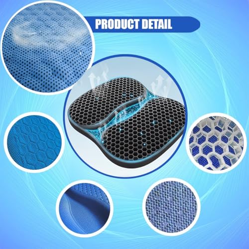 Foldable Seat Cushion for Travel, Honeycomb Gel Seat Cushion with Zipper & Handle, Portable Honeycomb Gel Cushion for Fatigue Relief, Ventilative Butt Pillow 15.8 x 13.3 x 1.4 Inches (1 in Blue) - color: 1 in Blue