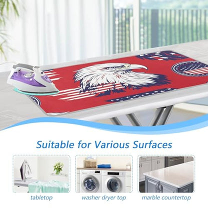 American Flag Bald Eagle Red Ironing Mat for Table top Portable Ironing Pad Blanket for Washer Dryer Countertop Travel - color: American Flag Bald Eagle Red