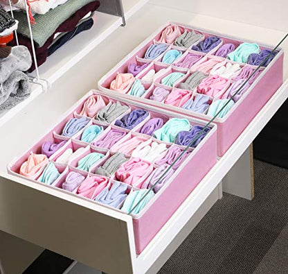 Simple Houseware 2 Pack Closet Sock Organizer, 24 Cell Drawer Divider, Pink - color: Pink, size: 2 Pack