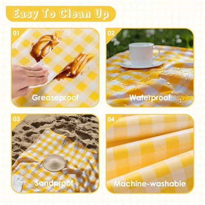 Portable Picnic Blanket, Waterproof Sandproof Foldable Outdoor Mat with Handle for Beach, Camping, Hiking, Travel, and Family Concerts (Yellow) - color: Yellow