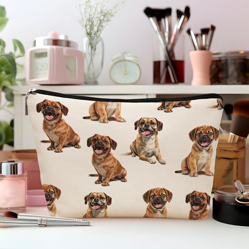 Puggle Dog Makeup Bag, Puggle Lovers Gifts Cosmetic Bag for Women, Dog Mom Lovers Owner Gifts for Women Christmas, Pet Lover Gift Zipper Travel Makeup Pouch for Purse - color: puggle