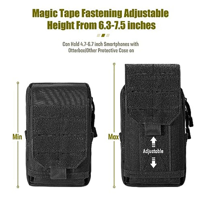 SOWHUP Tactical Molle Pouch Cell Phone Pouch Holster Small Utility EDC Pouch Gadget Organizer Bag - color: Black-D