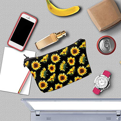 Deanfun Cosmetic Bag for Women, Sunflower Flowers Waterproof Makeup Bags Roomy Toiletry Pouch Travel Accessories Gifts 52355 - color: 52355