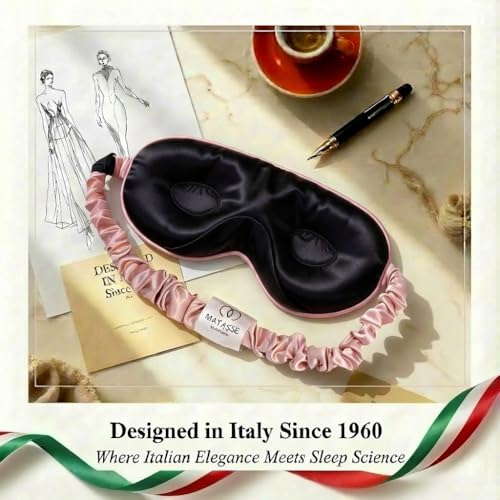 MATASSE 100% Mulberry Silk Sleep Mask 22 Momme Grade 6A - 3D Contoured Eye Mask for Sleeping, 14mm Deep Eye Cups, Total Blackout Blindfold for Women Men, Adjustable Strap, Side Sleeper (Pink/Black) - color: Pink/Black