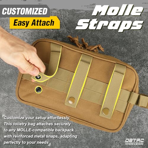DBTAC Tactical Toiletry Bag w/Electronic Organizer Compartment | Dry/Wet Separate Hygiene Bag, Expanded Travel Dopp Kit Shaving Kit Travel shower Bag for Men (Brown) - color: Elite Brown