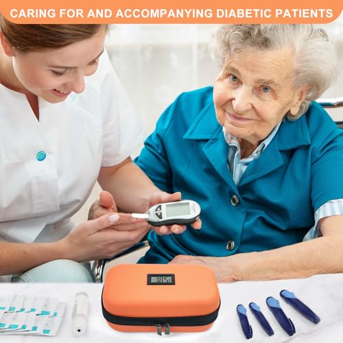 Gosemai TSA Approved Insulin Cooler Travel Case Medication Cooler for Travel with Temperature Display Diabetic Medication Organizer Medical Travel Cooler Bag with 2 Ice Pack - color: Orange