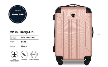 Travelers Club Chicago Hardside Expandable Spinner Luggage, Rose Gold, 22" Carry-On - color: Rose Gold, size: 22" Carry-On