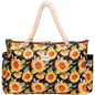 Beach Bag and Pool Bag Has Cooler Pocket, 7 Pockets Total, Zip Top. Family Size Waterproof Beach Tote - color: Blooming Sunflowers