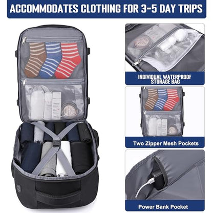 HILOMON Travel Backpack Carry-on Flight Approved, TSA Approved 17x13x8 Personal Item Size Airplane Approved Weekender Bag, Water Resistant Lightweight Laptop Daypack for Men Women
