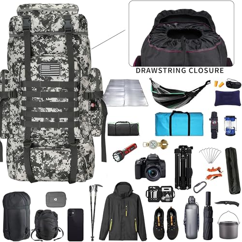 Hiking Backpack for Men 70L/100L Camping Backpack Military Rucksack Molle 3 Days Assault Pack for Climbing | Camping Backpack - color: 70l-graycamo