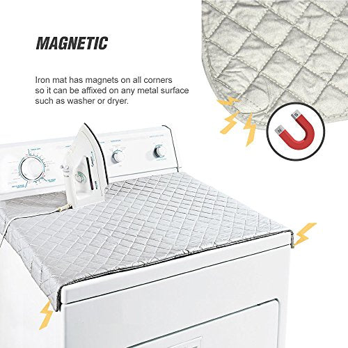 Ruibo Magnetic Ironing Mat Blanket,Iron Board Alternative Cover/Quilted Washer Dryer Heat Resistant Pad/Portable Cover/Mat Grey 33"X 18" - color: Ironing Any Where