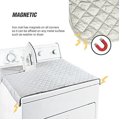 Ruibo Magnetic Ironing Mat Blanket,Iron Board Alternative Cover/Quilted Washer Dryer Heat Resistant Pad/Portable Cover/Mat Grey 33"X 18" - color: Ironing Any Where