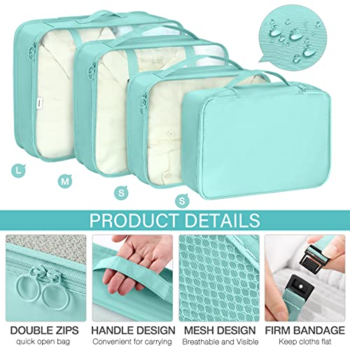 KPX 8 Set Packing Cubes for Travel, Luggage Packing Organizers Accessories Large Toiletries Bag for Clothes Shoes Cosmetics (Blue) - color: 8Set-Blue