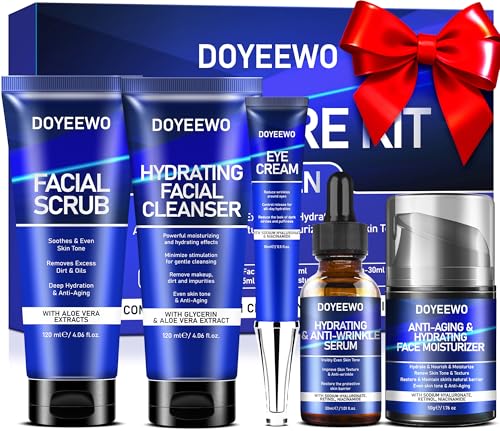 Fathers Day Gifts for Dad Husband,Skin Care for Men, Hydrate, Firm, Anti-Aging & Wrinkle Mens Self Care Facial Face Routine Kit,Birthday Valentines Gift Baskets for Young Men Him Teen Boy Boyfriend - size: Skin Care Kit
